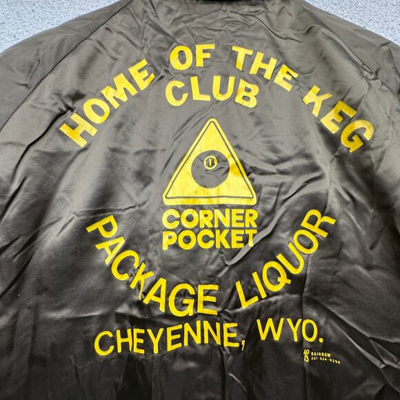 Vintage Aristo Jac Satin Jacket Mens Medium Package Liquor Cheyenne Wyoming Snap - Picture 8 of 14